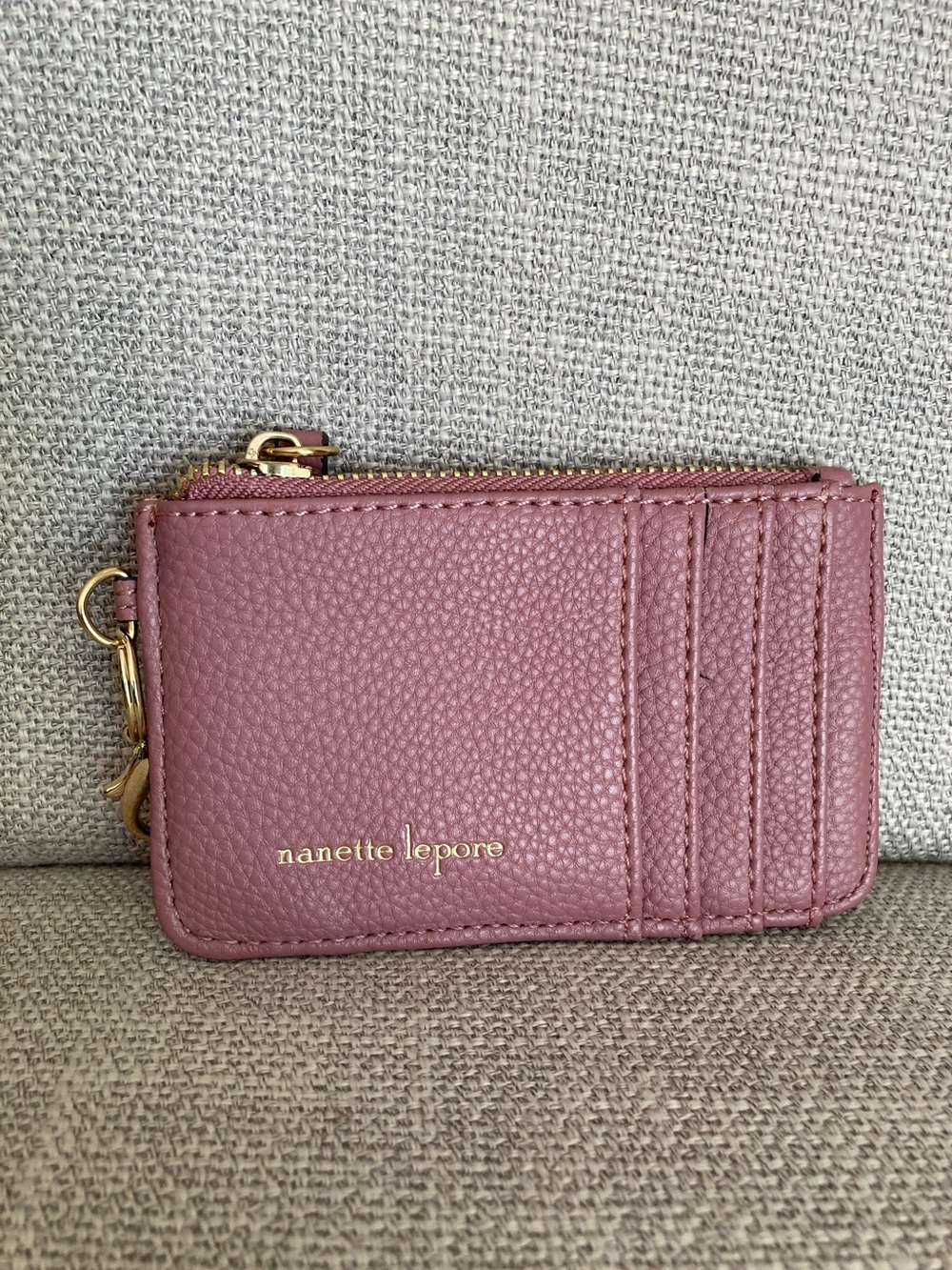 Nanette Lepore Dusty Rose Leather Card Case with Gold Hardware - Picture 1 of 3